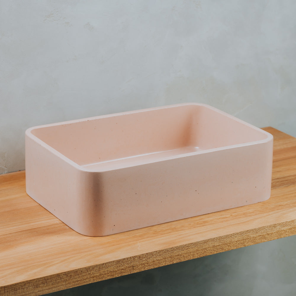 'Ollie' Concrete Basin, Rectangle With Soft Corners