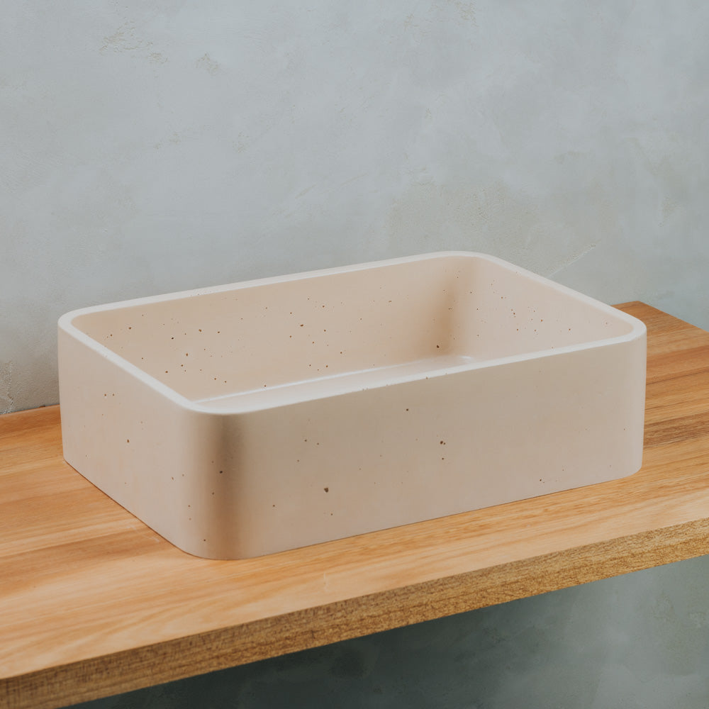 'Ollie' Concrete Basin, Rectangle With Soft Corners